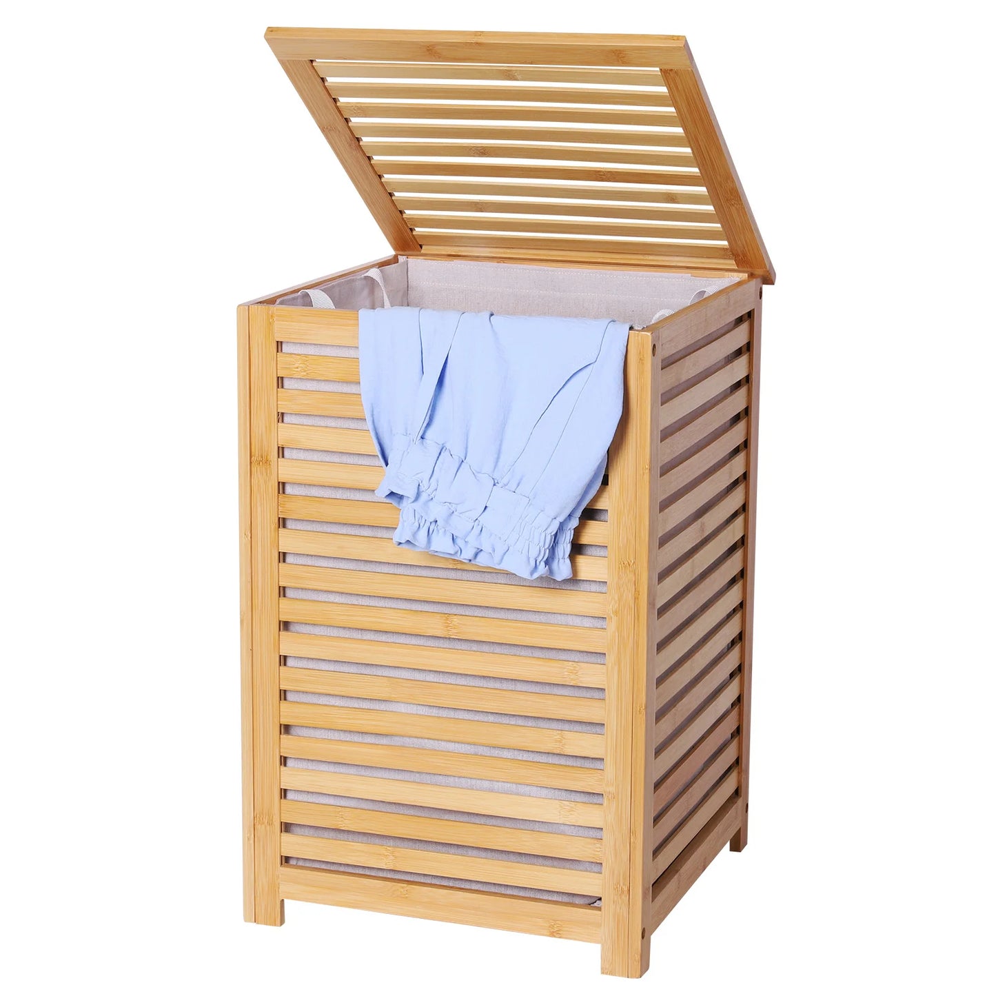 Bamboo Laundry Basket With Removable Liner Bag Large Capacity Utility Room