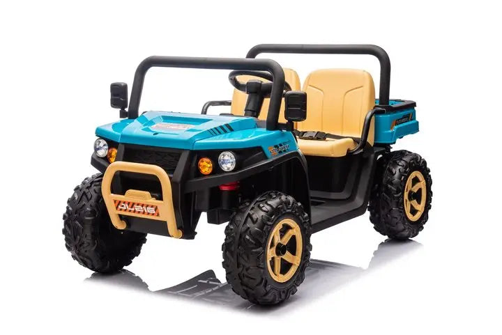 24V Two Seater Ride On Dump Truck With Remote 4WD LED Lights Music