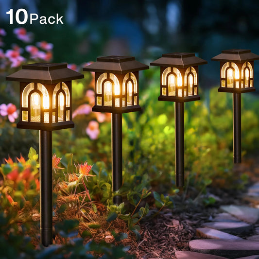 Six Or Ten Pack Solar Pathway Lights Outdoor Auto On Off Yard Walkway Lawn Patio