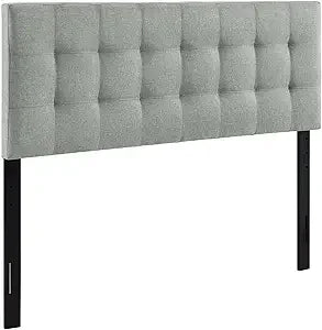 Lily Tufted Linen Fabric Upholstered King Headboard Beige Adjustable Height