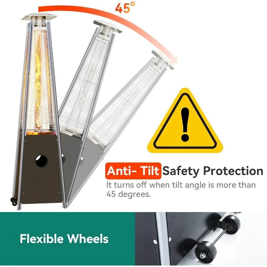 48000 Btu Outdoor Pyramid Patio Heater With Quartz Glass Tube Propane Heating