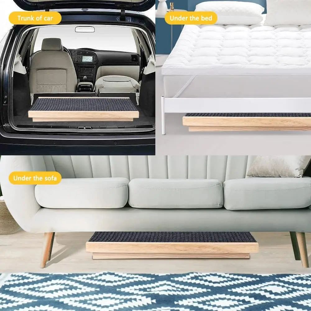 Wooden Portable Folding Pet Ramp For Dogs And Cats 27.5 Inch Long Adjustable