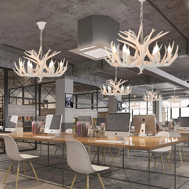 American Retro Restaurants Cafes Bars Artistic Creativity Deer Antlers with Lampshades Indoor Home Decoration Lights