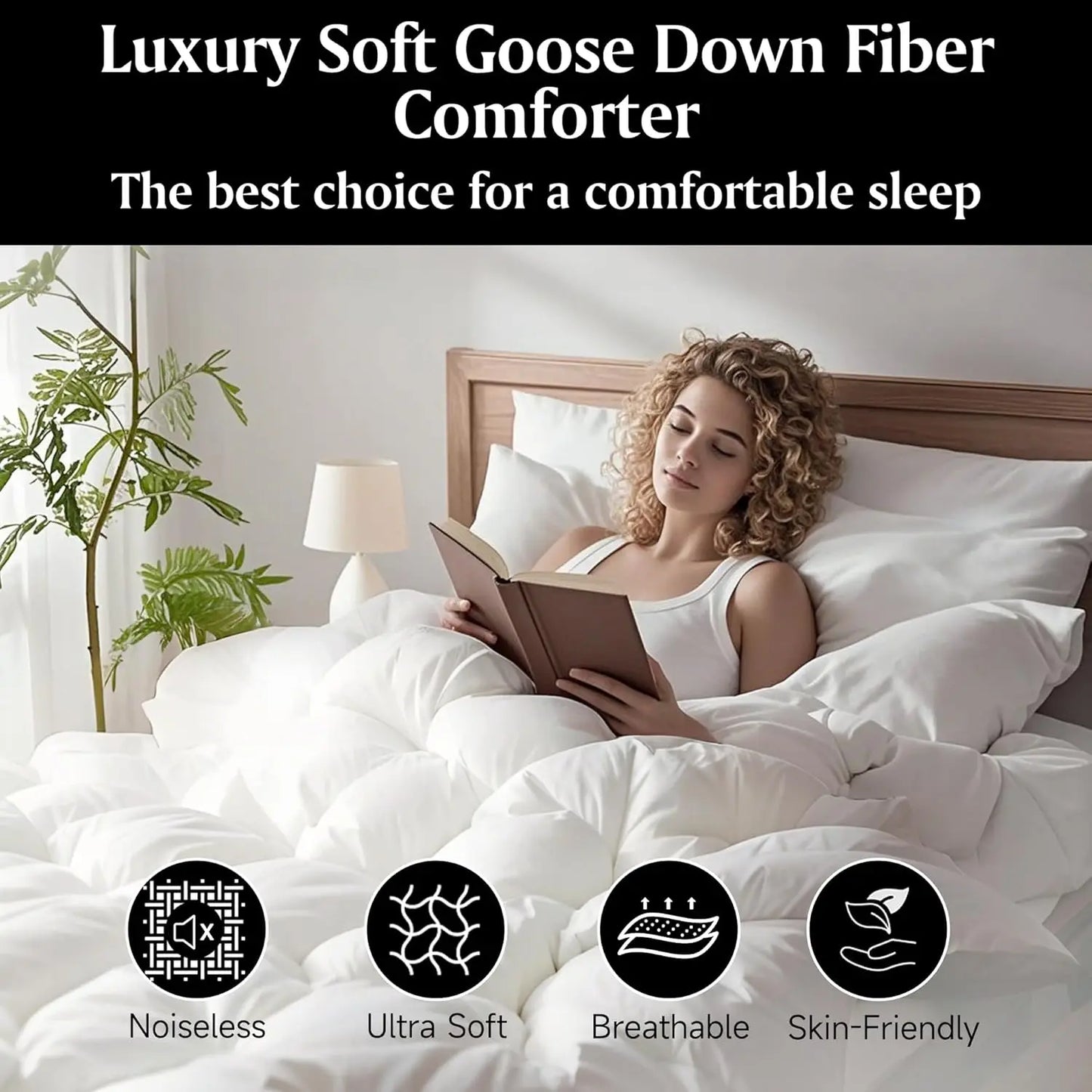 Queen Size White Goose Down Comforter 100 Percent Cotton Extra Warmth