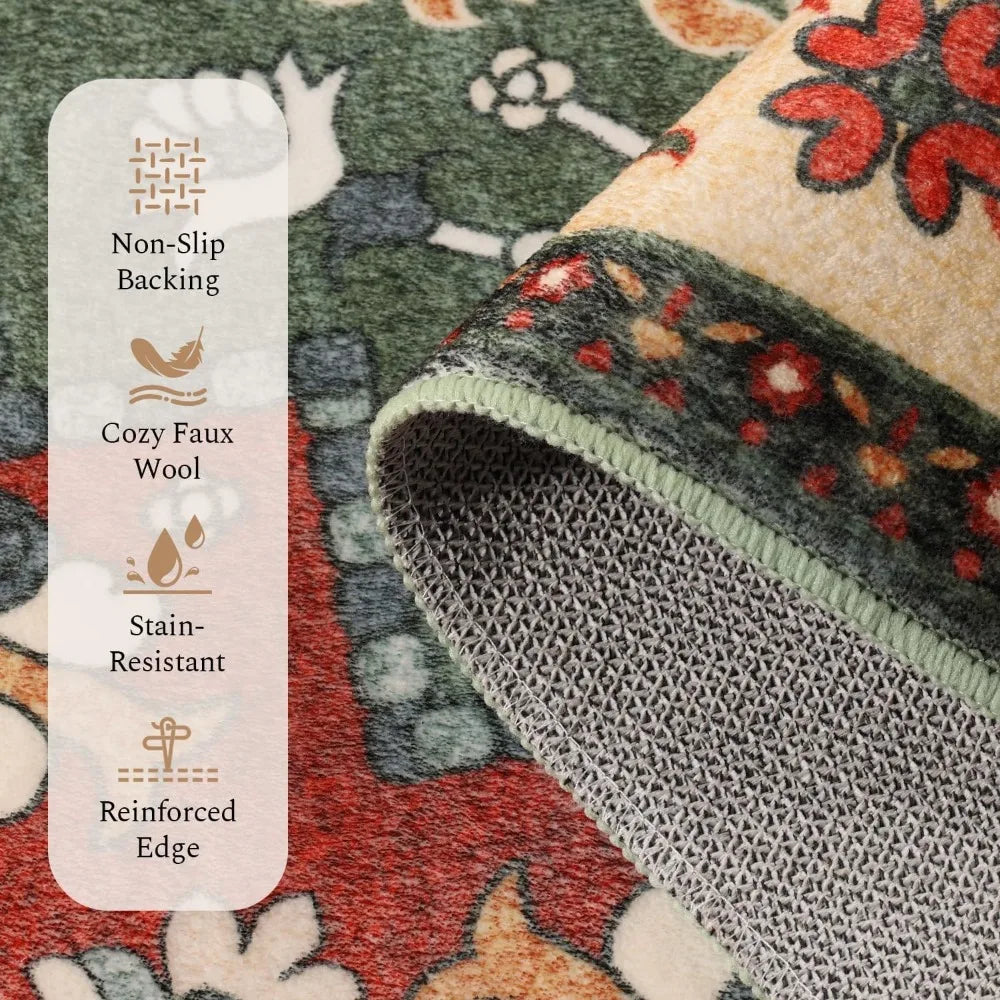 High-Quality Plush Living Room Area Rugs, 9x12 Feet, Machine Washable, Thick and Soft Oriental Style Carpet for Home Decor