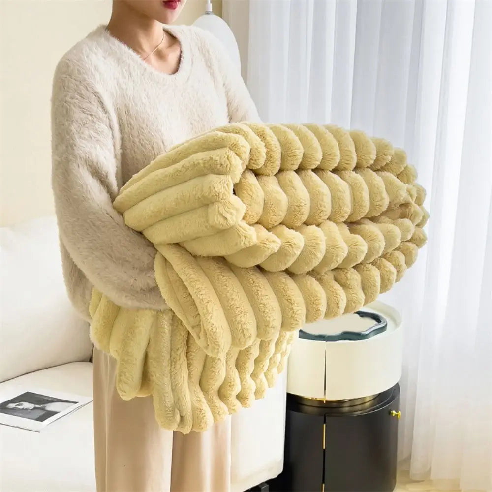 New Double Sided Warm Blanket Breathable Throw Solid Color Cotton