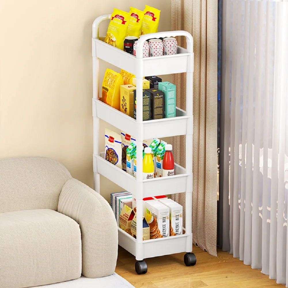 Three Quarter Tier Rolling Storage Cart Plastic Multi Function Organizer