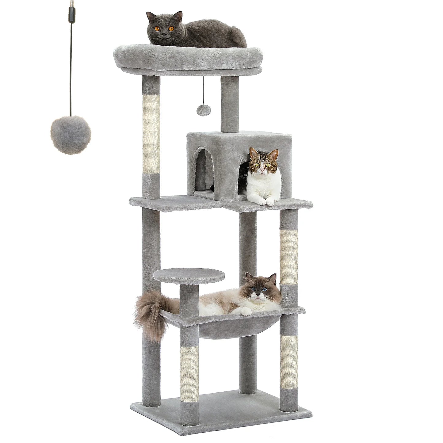 PAWZ Road 5 Level Cat Tree for Indoor Large Cats With Hammock and Sisal Posts