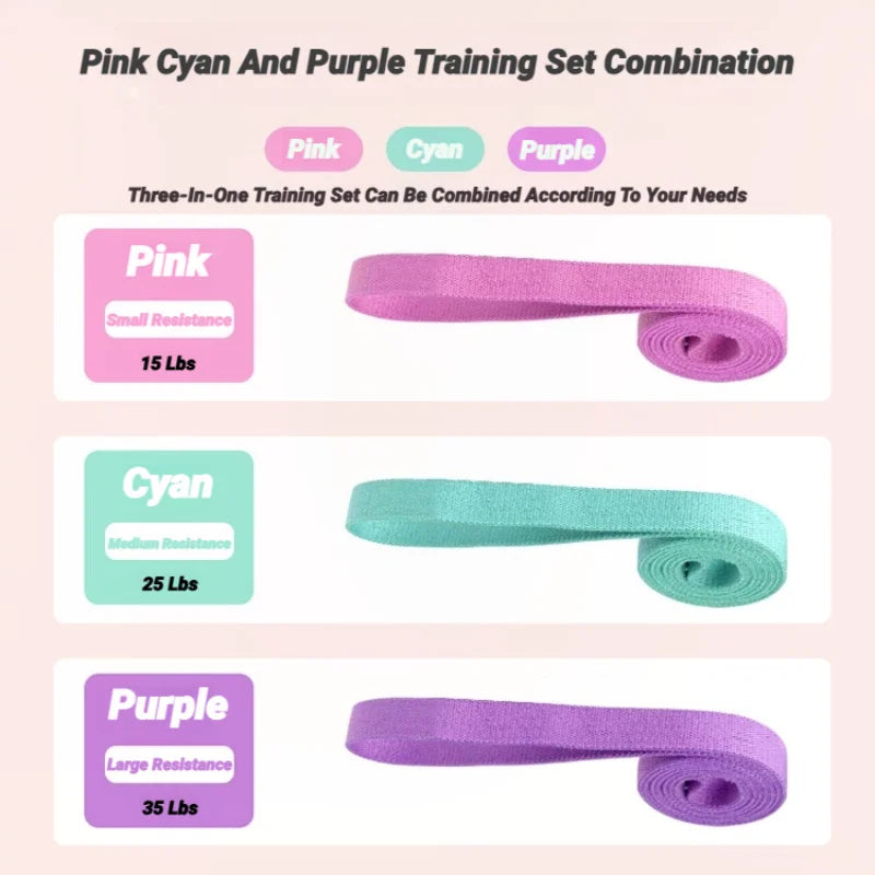 Unisex Three Piece Long Knitted Resistance Band Set For Full Body Workout