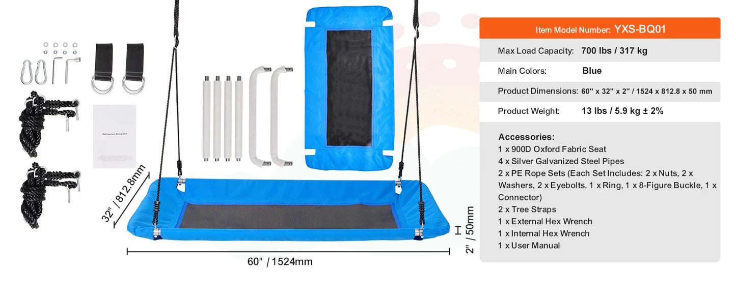 SucceBuy Tree Swing Saucer Swing 750 Pound 2 Straps Adjustable Ropes Outdoor