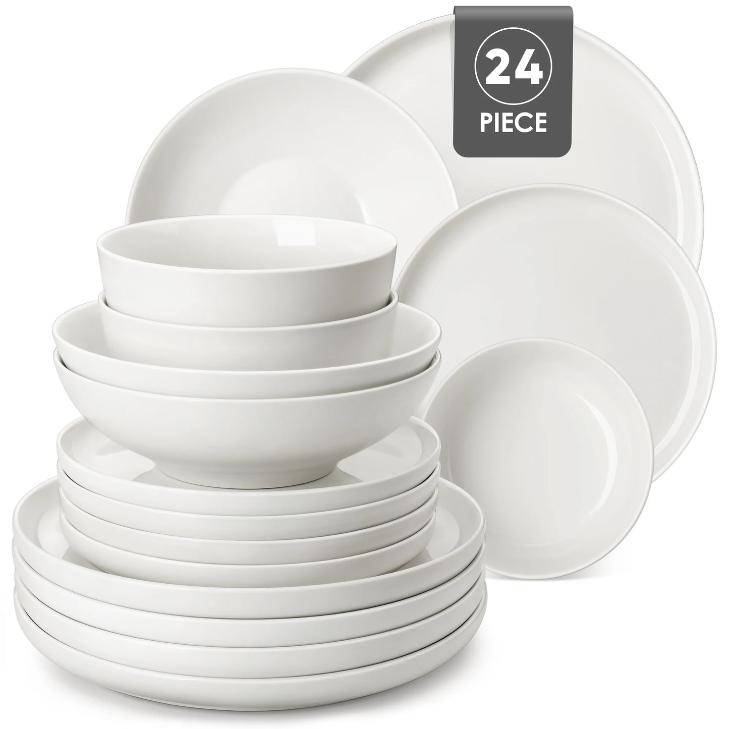 Malacasa 12 16 18 24 Piece Porcelain Dinnerware Set With Plates And Bowls