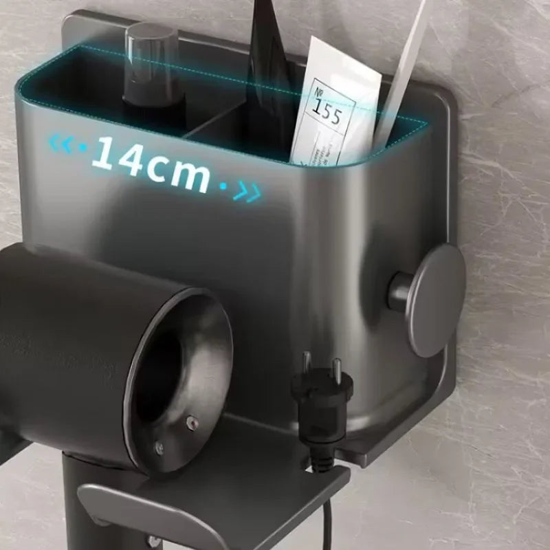 Wall Mounted Hair Dryer Holder And Hair Straightener Stand Bathroom Organizer