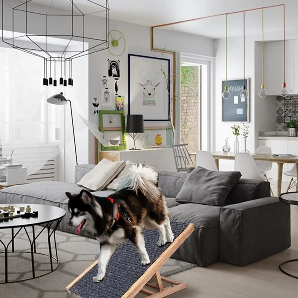 Wooden Portable Folding Pet Ramp For Dogs And Cats 27.5 Inch Long Adjustable