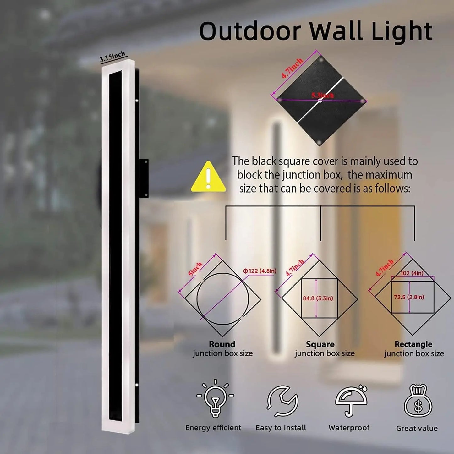 Long LED Waterproof IP65 Outdoor Wall Lamp Modern Sconce Light Garden Porch