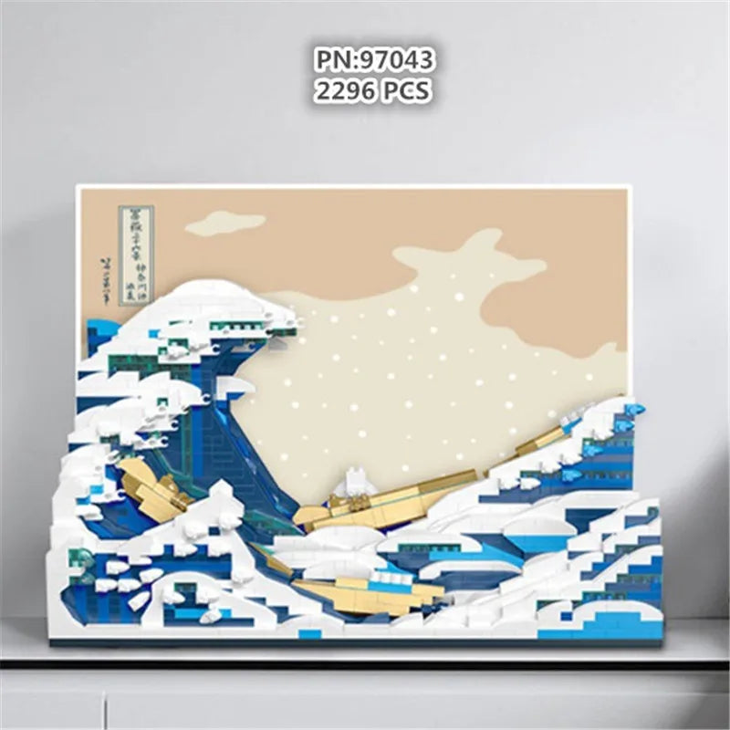 Van Gogh Starry Night The Great Wave Micro Building Blocks Education Toy Gift