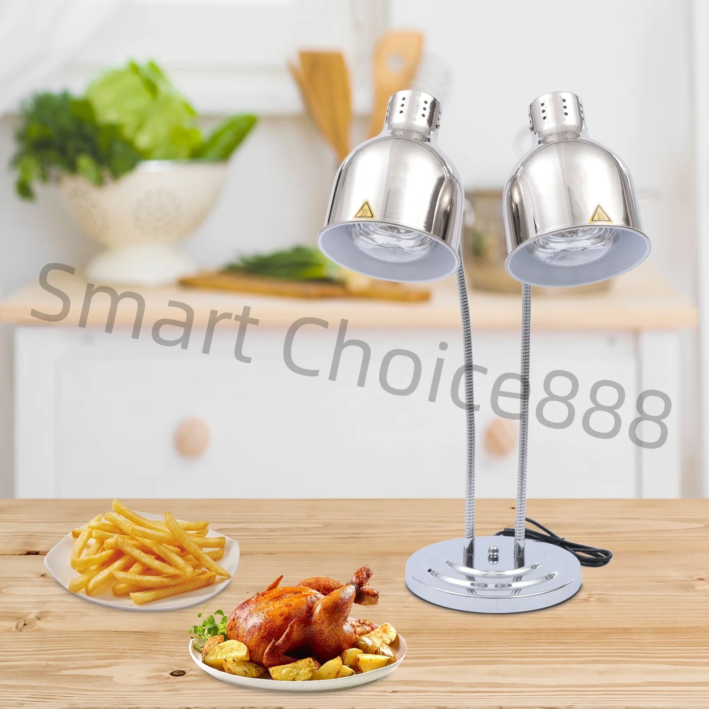 2 Light Food Heat Lamp Stainless Steel Warmer 110V 250W For Restaurant Buffet