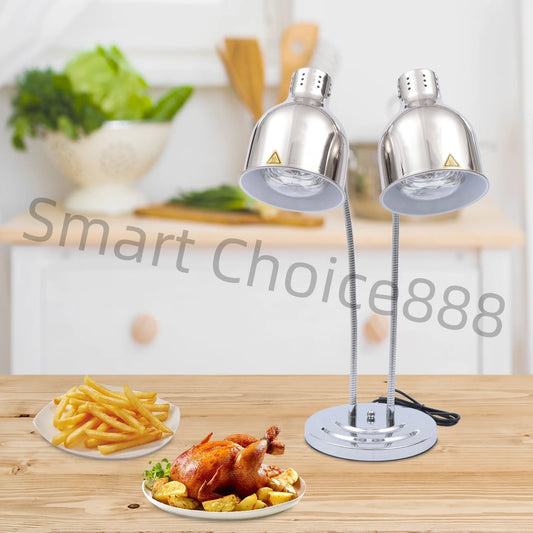 2 Light Food Heat Lamp Stainless Steel Warmer 110V 250W For Restaurant Buffet