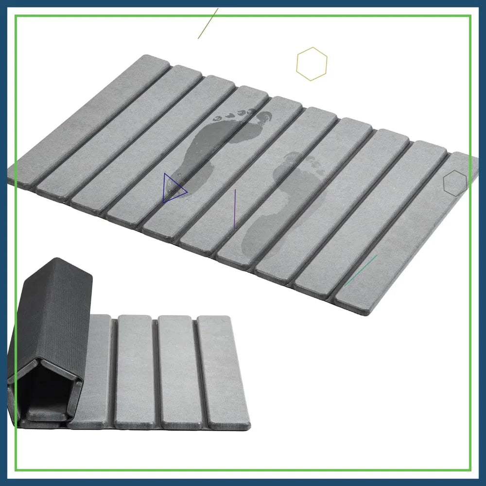 Foldable Stone Bath Mat Diatomaceous Earth Non Slip Quick Dry Bathroom Floor Mat