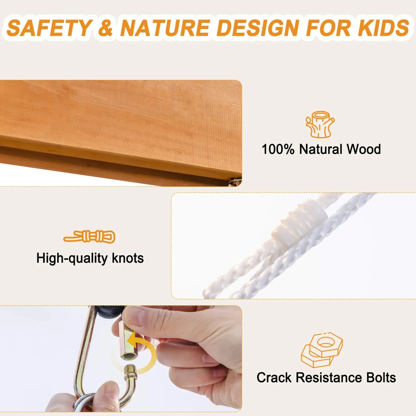 Robotime Robud 3 In 1 Wooden Playground Swing Set For Backyard With Tree Swing