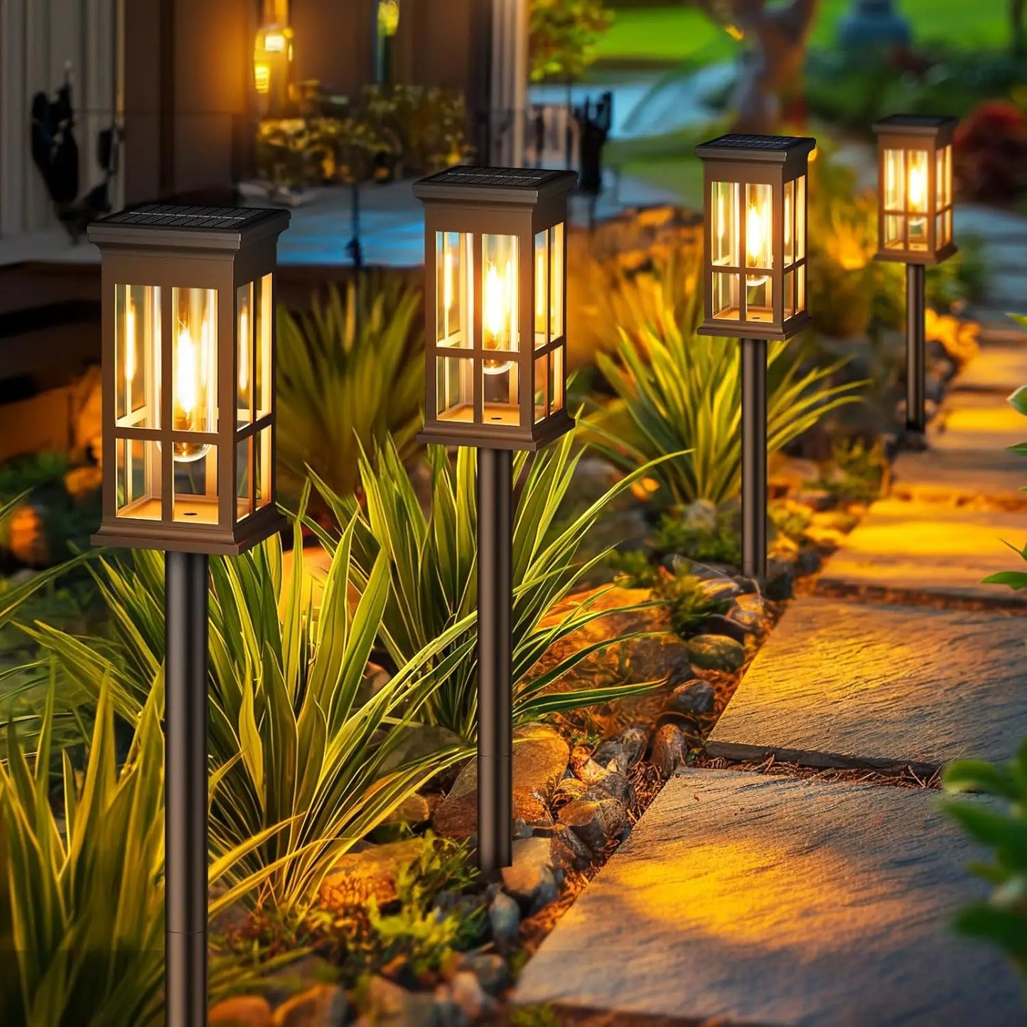 2 6 8 Pack Solar Pathway Lights Outdoor LED Path Lighting For Patio And Sidewalk