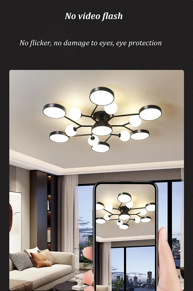 Nordic Glass Ball LED Ceiling Light Chandelier For Living Room Home Decoration