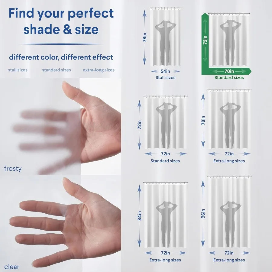 Premium Lightweight Waterproof PEVA Shower Curtain Liner With Weighted Magnets