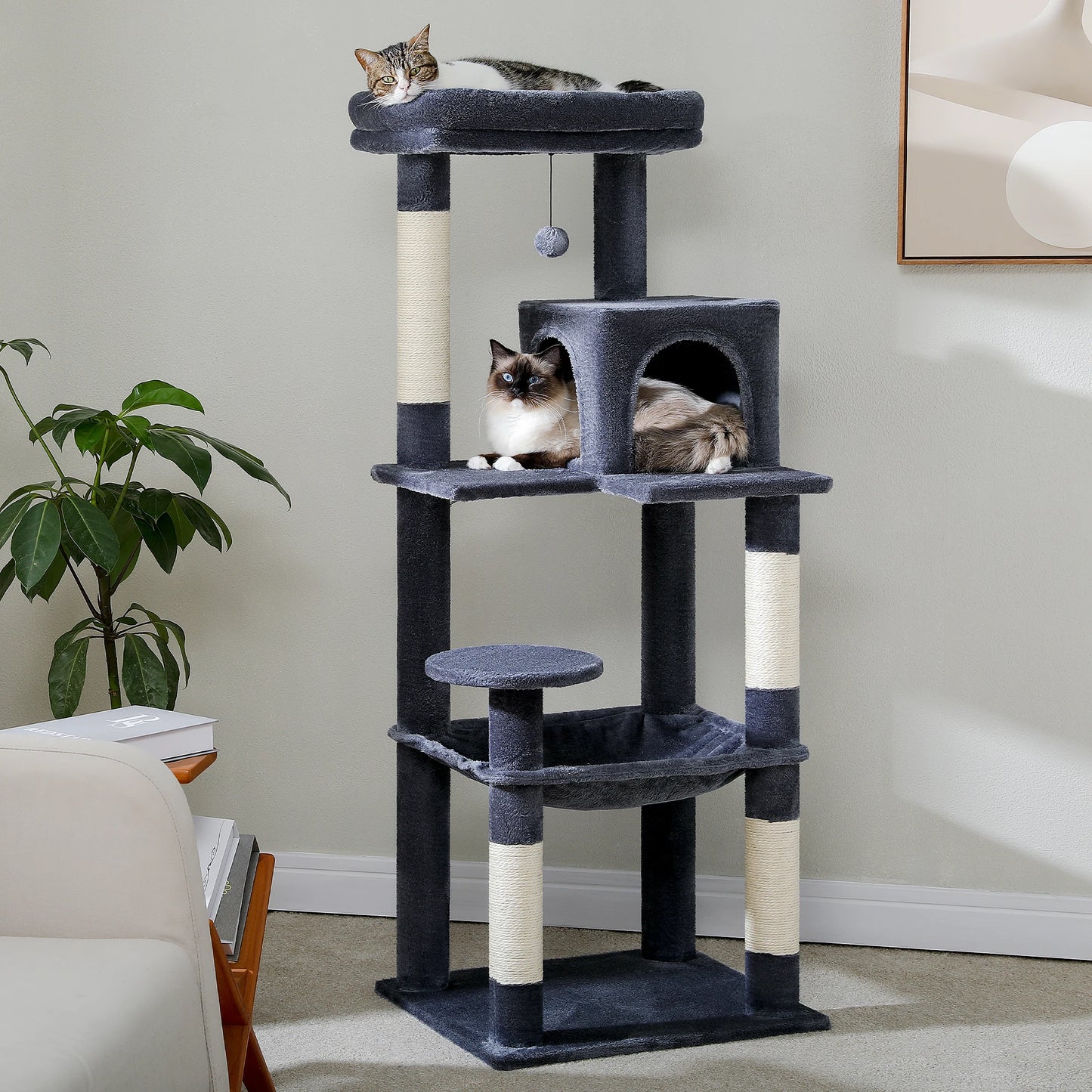 PAWZ Road 5 Level Cat Tree for Indoor Large Cats With Hammock and Sisal Posts