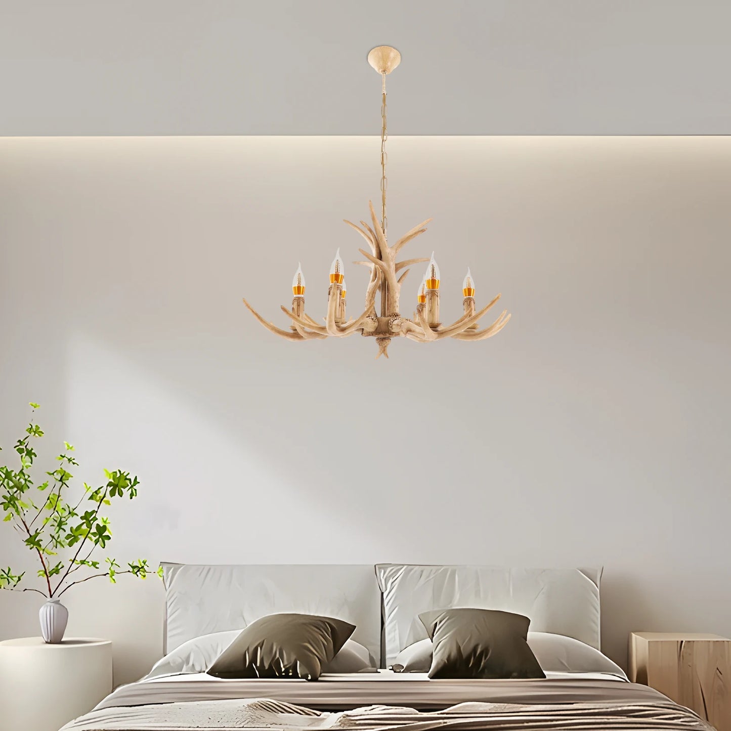 Six Light Adjustable Antler Chandelier Ceiling Light Fixture For Dining