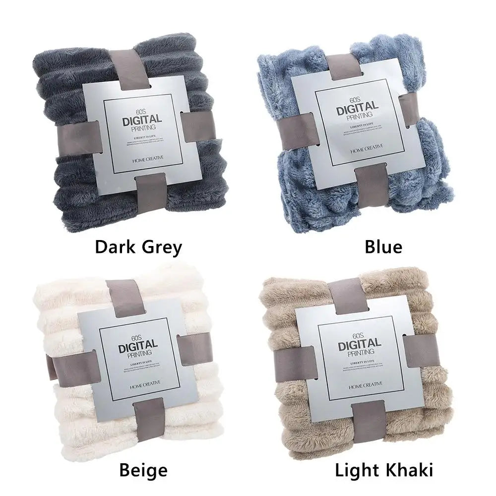 Double Sided Warm Blankets Skin Friendly Breathable Ultra Soft Plush Striped Blankets