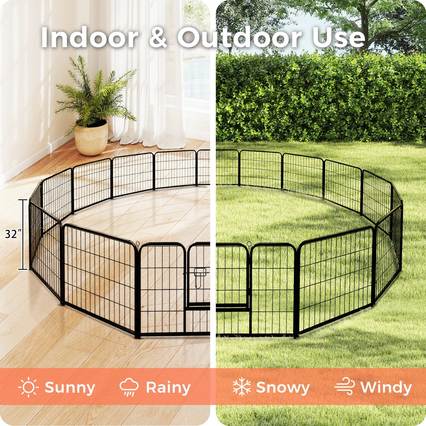 Heavy Duty Metal Puppy Playpen 24 32 40 Inch 8 Or 16 Panels Indoor Outdoor