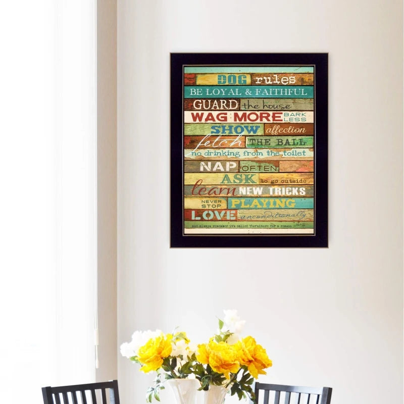 Dog Rules By Marla Rae Wall Art Ready To Hang Framed Poster Black Frame