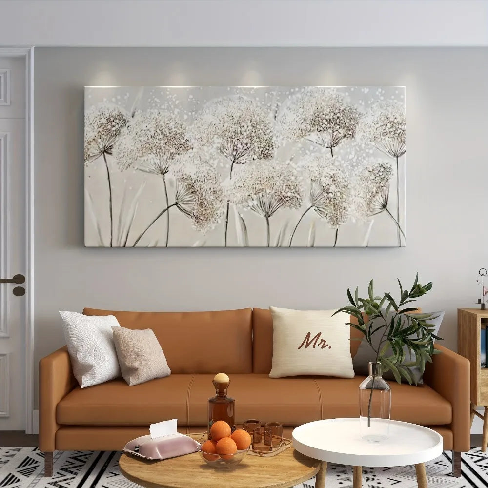 1 Nordic style 1.5 inch thick wood frame, canvas print dandelion canvas wall art, suitable for interior art decoration