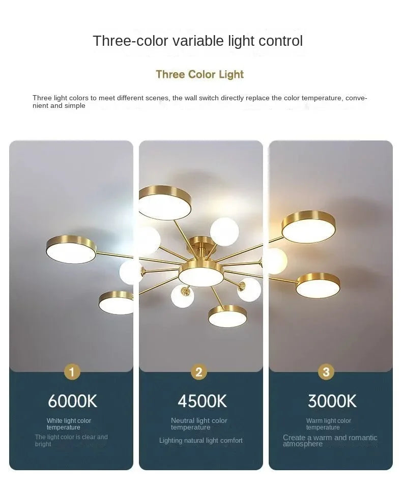 Nordic Glass Ball LED Ceiling Light Chandeliers For Living Room