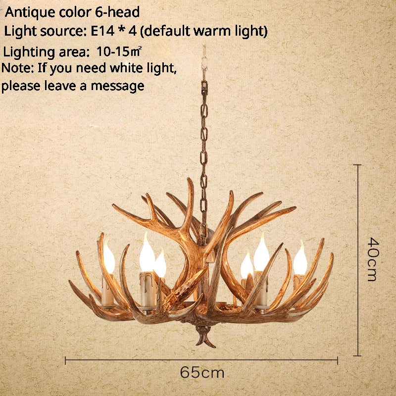 American Retro Restaurants Cafes Bars Artistic Creativity Deer Antlers with Lampshades Indoor Home Decoration Lights