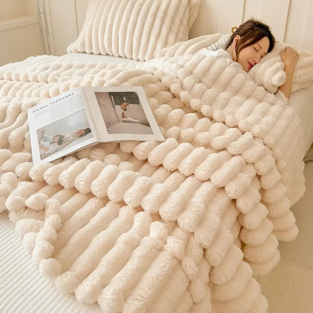 New Double Sided Warm Blanket Breathable Throw Solid Color Cotton