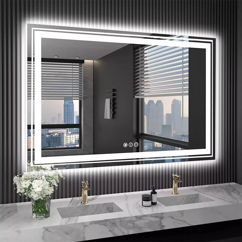 Wisfor LED Backlit Frameless Bathroom Vanity Mirror Anti Fog Dimmable Lighting