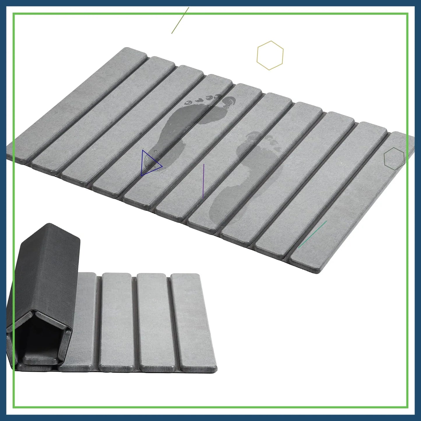 Foldable Stone Bath Mat Diatomaceous Earth Non Slip Quick Dry Bathroom Floor Mat