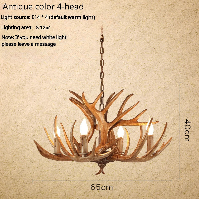 American Retro Restaurants Cafes Bars Artistic Creativity Deer Antlers with Lampshades Indoor Home Decoration Lights