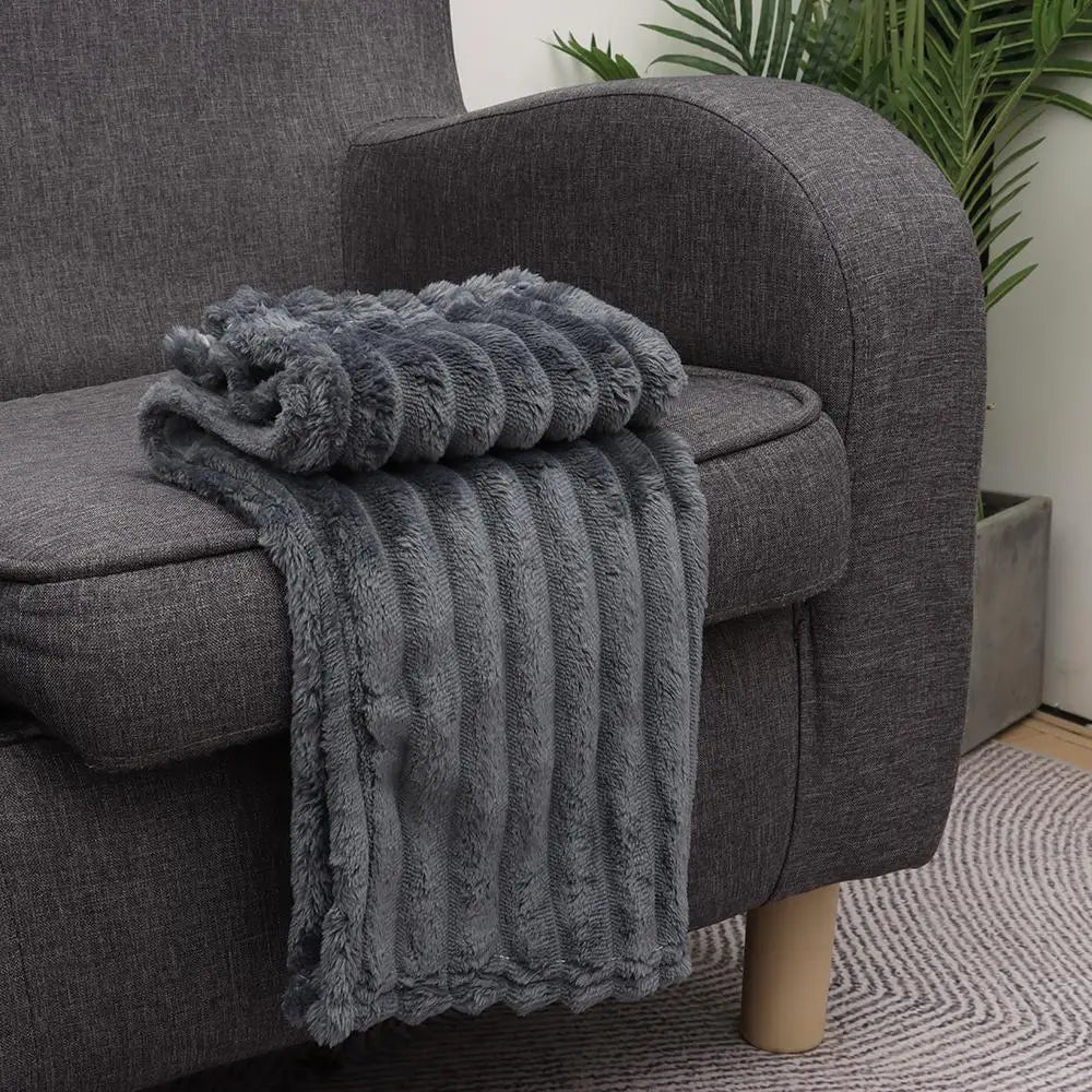 Double Sided Warm Blankets Skin Friendly Breathable Ultra Soft Plush Striped Blankets