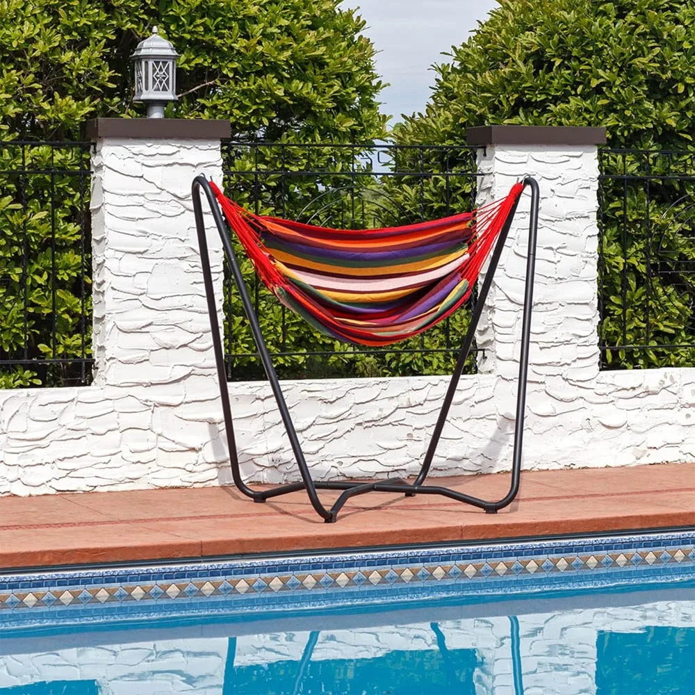 Portable Hanging Hammock Chair With Stand For Indoor Outdoor Sunset Design 330lb