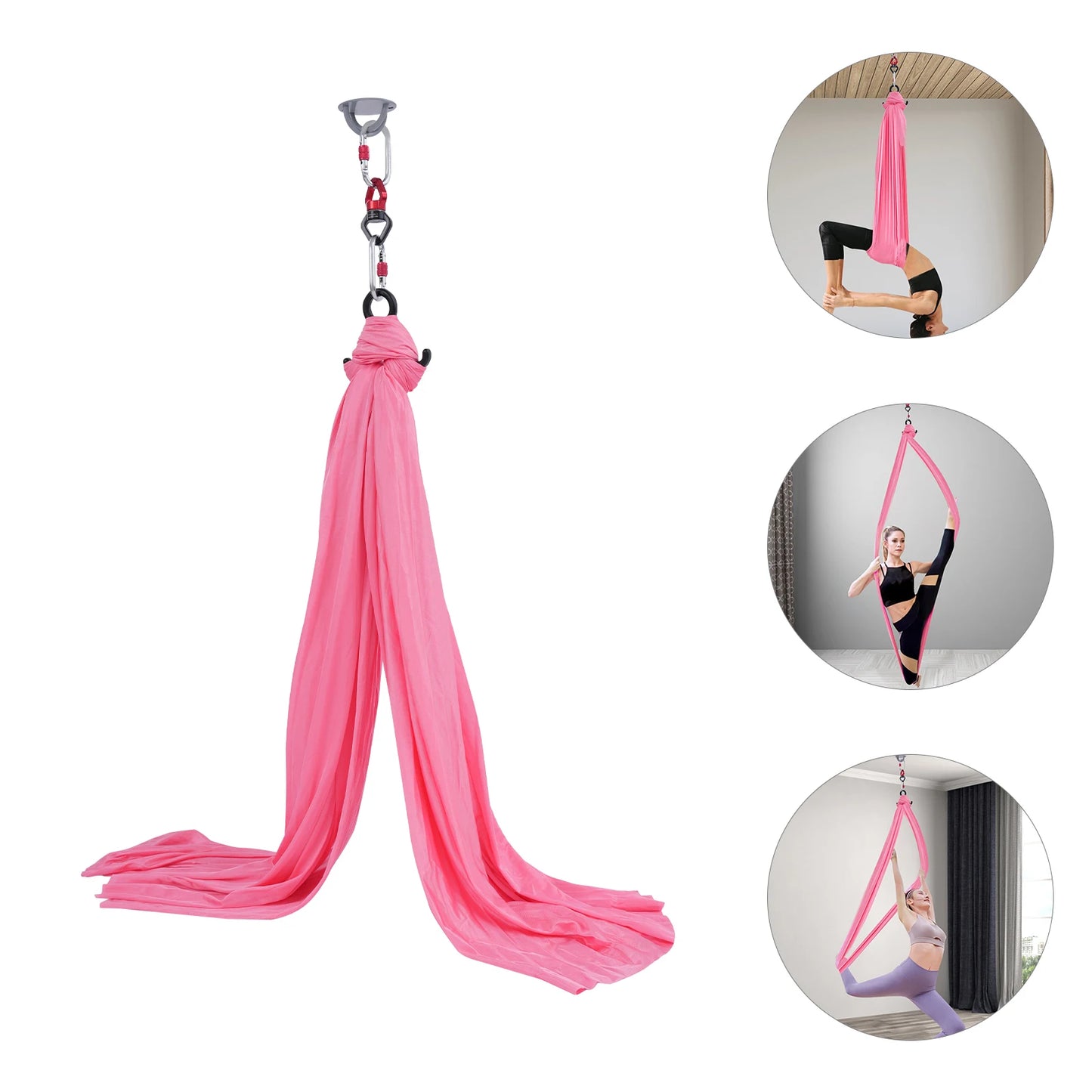 Yoga Hammock Aerial Silks Pink With Carabiners 1102 Lbs Load Capacity Home Use