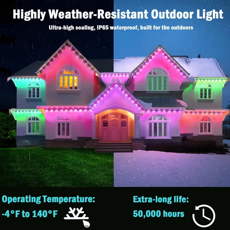 300ft RGB Eaves LED Lights Outdoor String with App Bluetooth Control