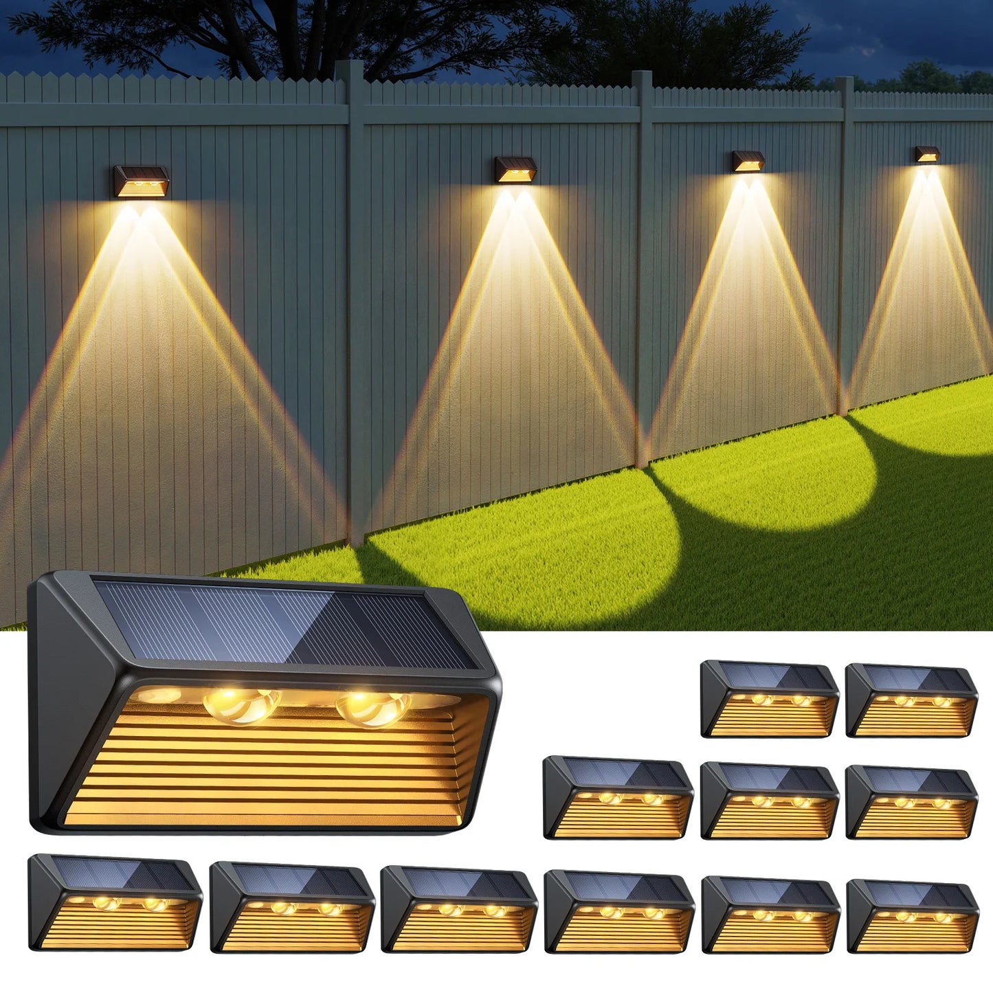 Solar Fence Step Lights 4 8 12 Pack Cool White Warm White LEDs For Walls Stairs