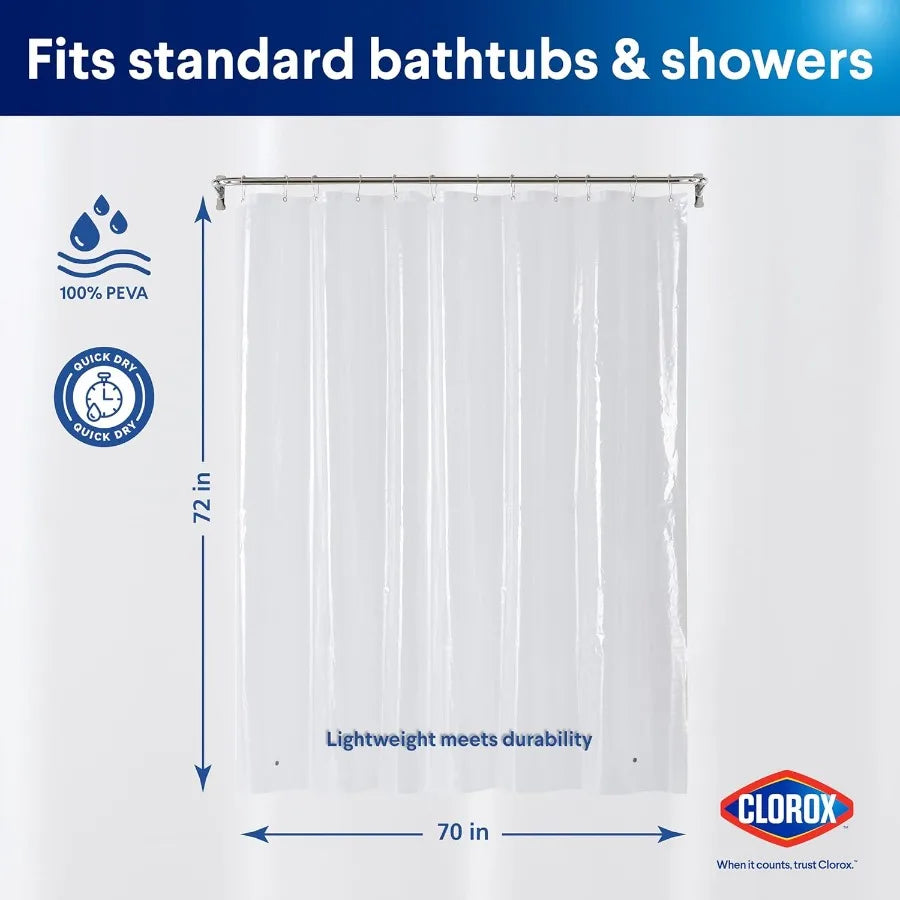 Premium Lightweight Waterproof PEVA Shower Curtain Liner With Weighted Magnets