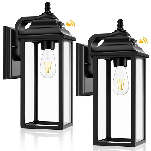 Outdoor Wall Sconce Lights Two Pack Black Lanterns For House Garage Patio