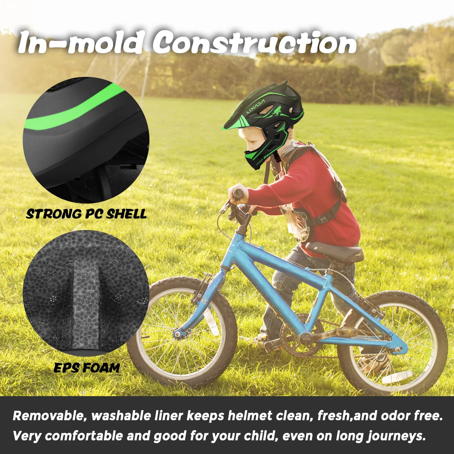 Kid Helmet Detachable Full Face Helmet Children Sports Safety Bike Helmet Protective Gear for Cycle Skateboarding Roller Skating