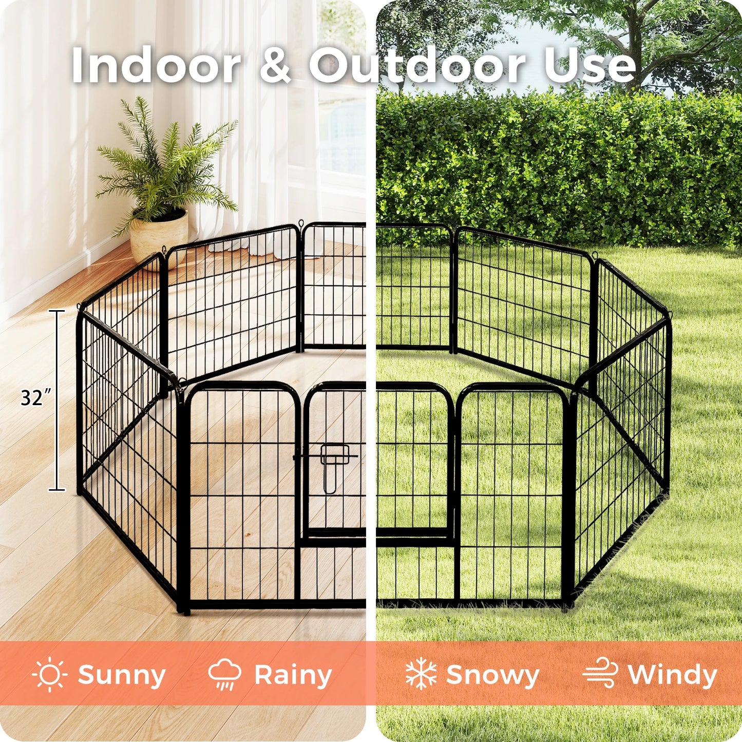Heavy Duty Metal Puppy Playpen 24 32 40 Inch 8 Or 16 Panels Indoor Outdoor