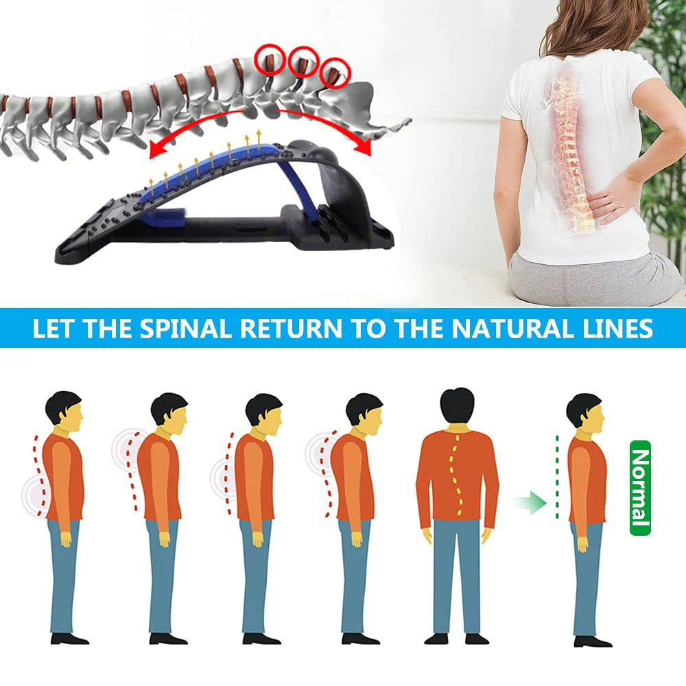 4 Level Adjustable Back Stretcher Massager for Lumbar and Cervical Spine Support