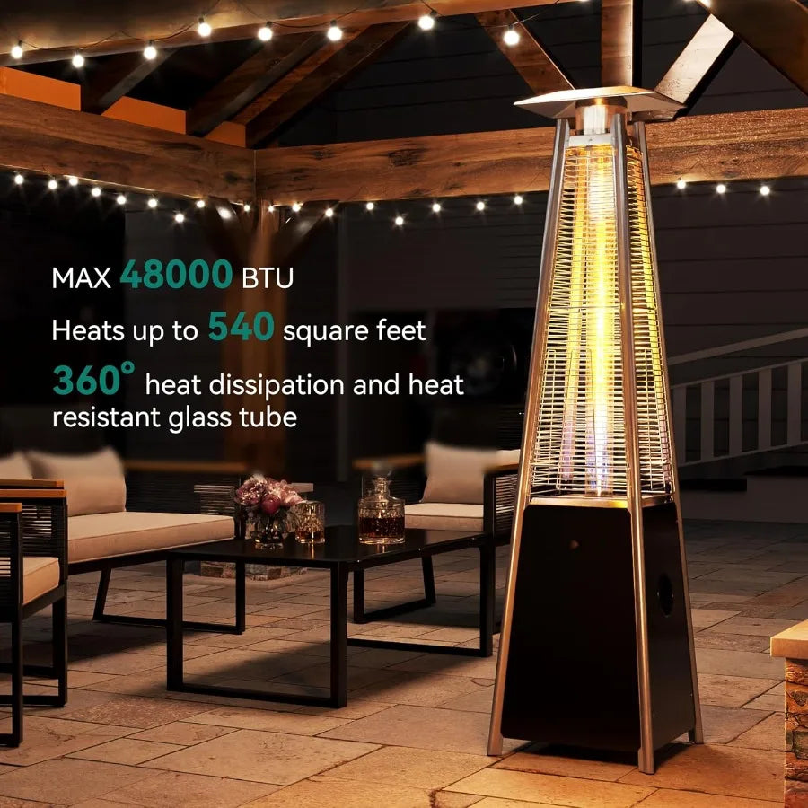 48000 Btu Outdoor Pyramid Patio Heater With Quartz Glass Tube Propane Heating