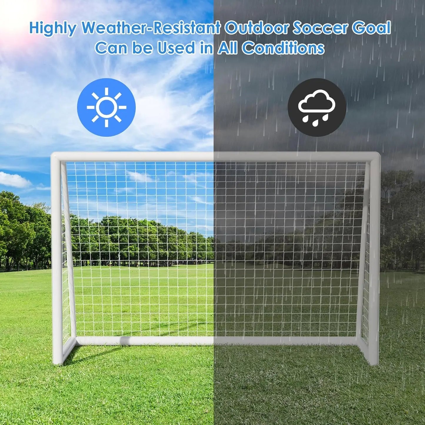 Portable 8x6ft Soccer Goal Set With Ground Stakes Net Included For Backyard Use